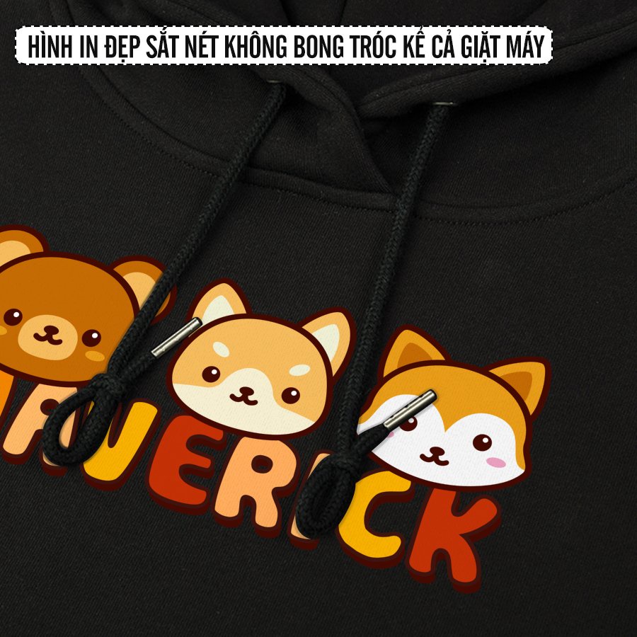 Áo Hoodie Nam Nữ Vải Nỉ Bông Cotton Có Túi in 3 Chú Gấu Dễ Thương Cute Đen Áo Khoác Localbrand MVR Size To 100Kg