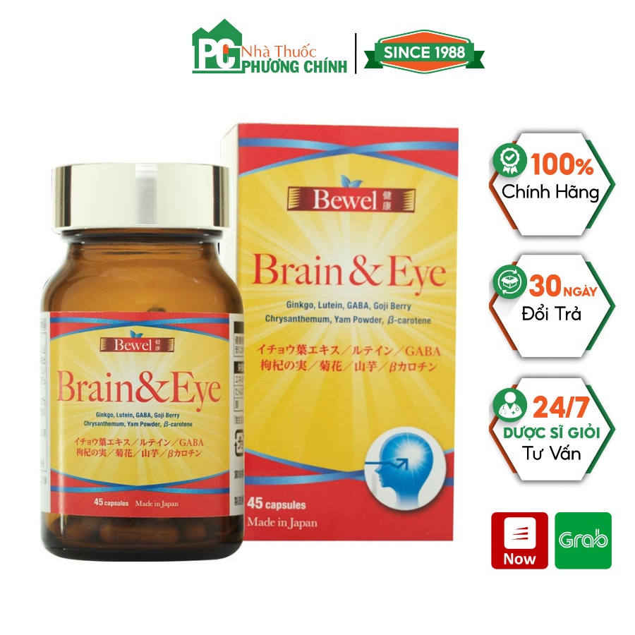 Viên Uống Bổ Não &amp; Mắt Waki Bewel Brain &amp; Eye Giúp Tăng Cường Tuần Hoàn Não &amp; Sức Khỏe Mắt (Hộp 45 Viên)