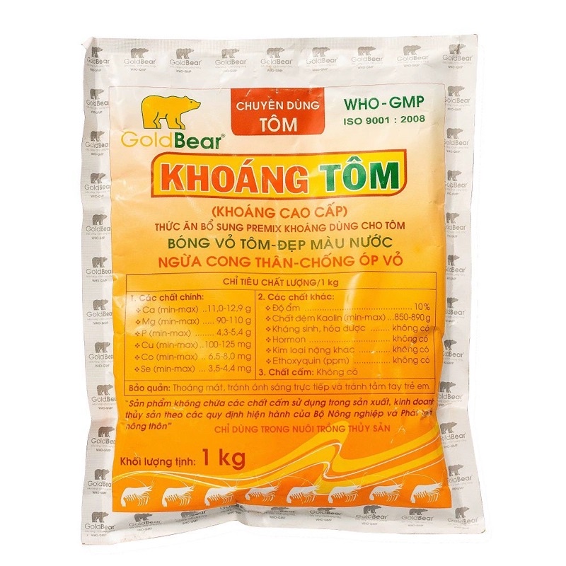 KHOÁNG TÔM 1kg, Gấu Vàng- Bóng vỏ tôm, đẹp màu nước, ngừa cong thân, chống ốp vỏ.