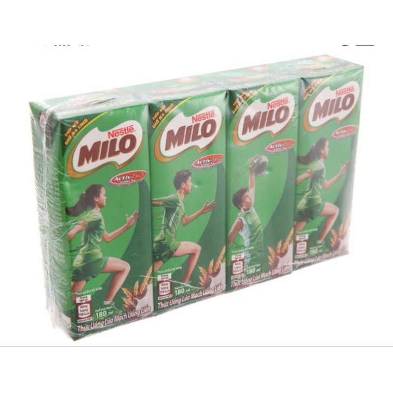 Milo lốc lớn - 4 hộp x 180ml