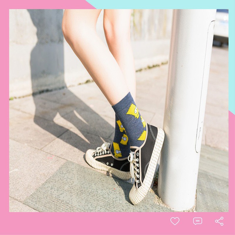 Tất unisex Vemico cổ cao hoạt hình Simpson phong cách TN90