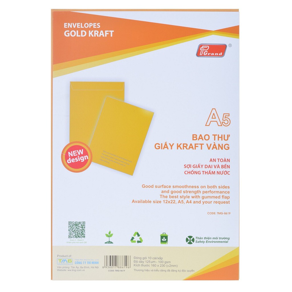 XẤP 10 CÁI BAO THƯ KRAFT GRAND (CHỌN KÍCH THƯỚC)