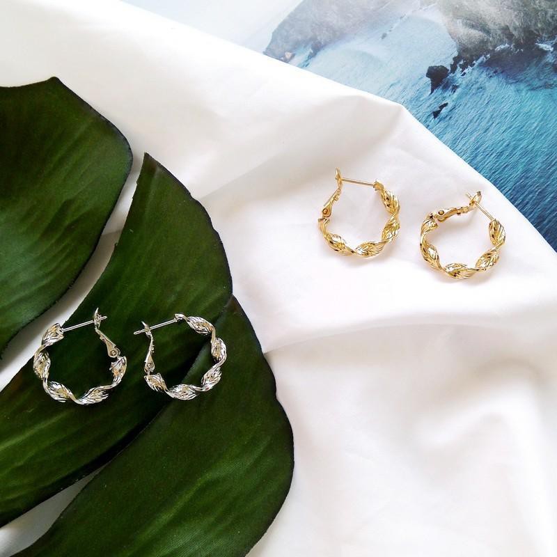 Bông Tai Thiết Kế Xoắn Đơn Giản Phong Cách Hàn Quốc A221