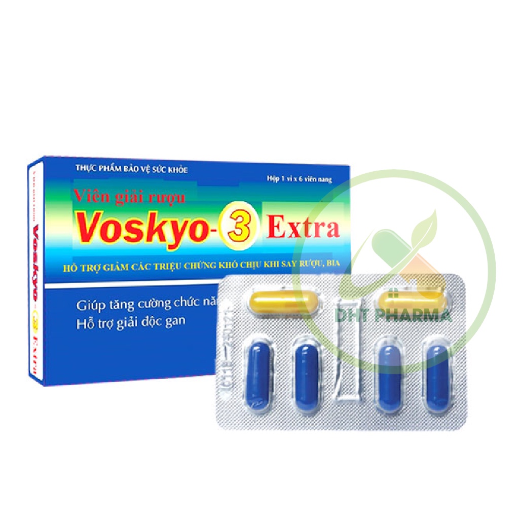 Viên giải rượu Voskyo 3 Extra - Hộp 1 vỉ x 6 viên