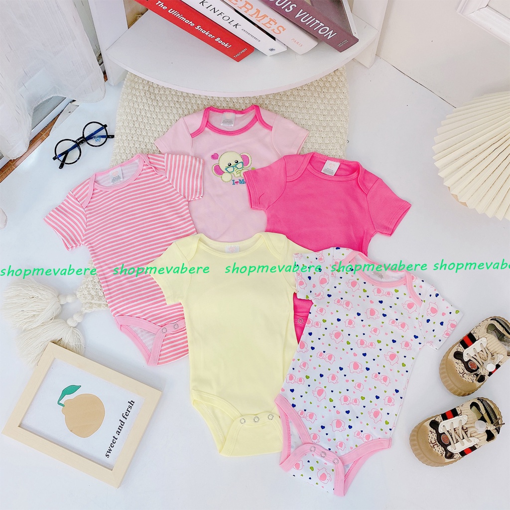 Set 5 body chip, bodysuit cho bé trai và bé gái sơ sinh từ 0-9kg - BC02