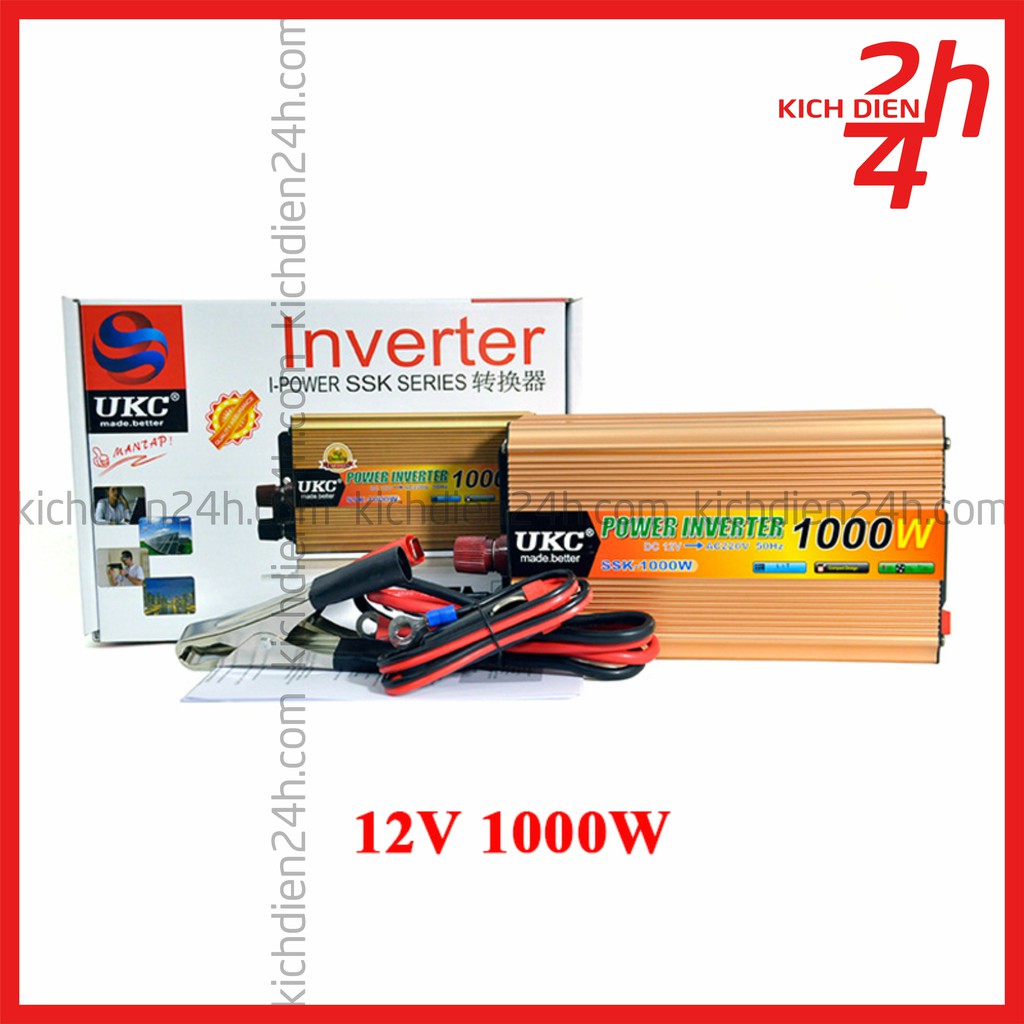 Bộ kích điện 12V lên 220V 1000W - Công suất thực 750-800W (Nấu được nồi cơm) - Inverter 12V 220V 50Hz