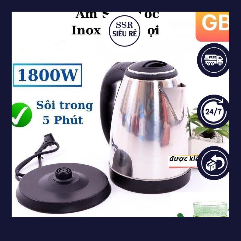 Ấm siêu tốc Inox Electric Kettle 1L8 BH 6T Bình Đun Nước Siêu Tốc Giá Rẻ ( ĐỔI TRẢ TRONG 30 NGÀY ) (LA6382)