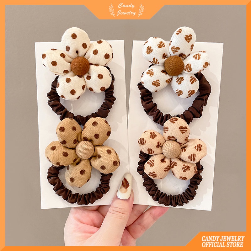 Set 2-4 dây cột tóc MANYUE chất liệu co giãn đính hoa thời trang