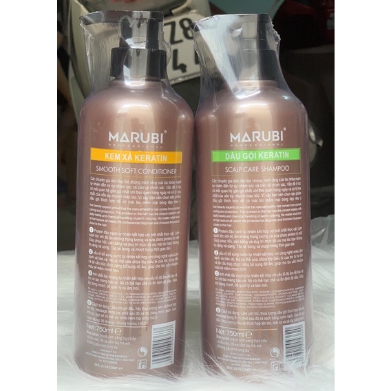 DẦU GỘI VÀ DẦU XẢ TÓC BÓNG MƯỢT KERATIN MARUBI 750 ML