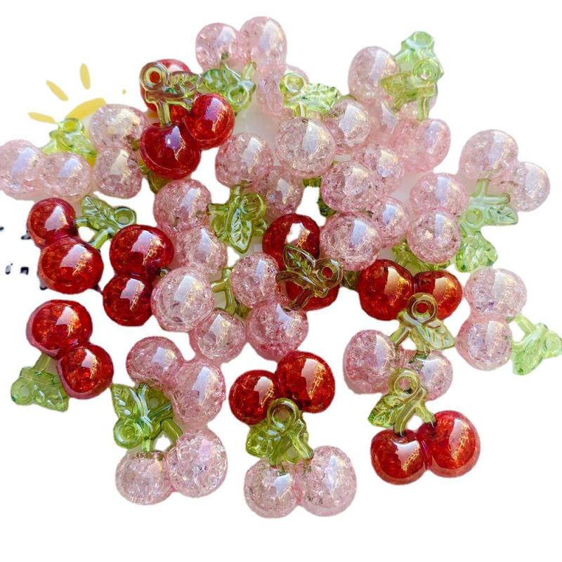Set 10 Mặt Vòng cổ Hình Quả Cherry 3D Bằng Nhựa Resin