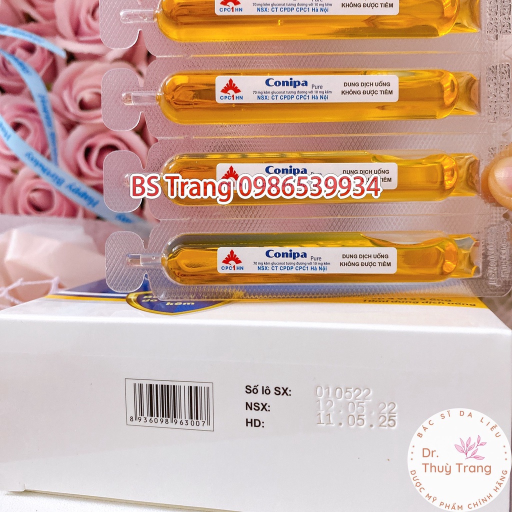Dung dịch uống bổ sung kẽm, tăng cường miễn dịch Conipa Pure - hộp 20 ống 10ml