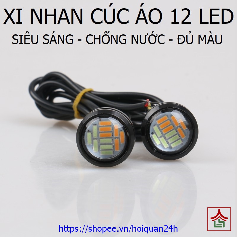 Đèn Xi Nhan Cúc Áo 12 Led Cao Cấp Siêu Sáng Vỏ Nhôm Đủ Màu Cực Đẹp