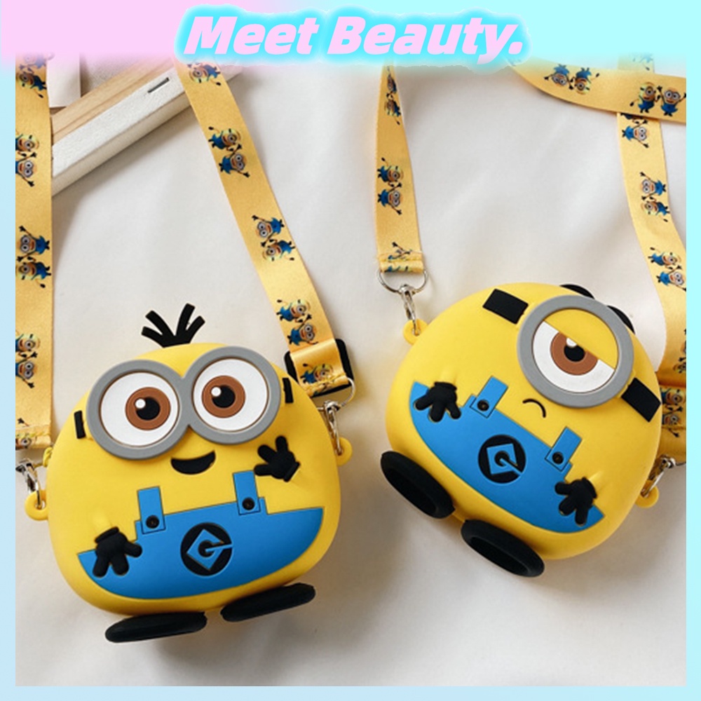 Túi Đeo Chéo Vai Bằng Silicone Hình Minions Màu Cầu Vồng Dành Cho Bé Gái
