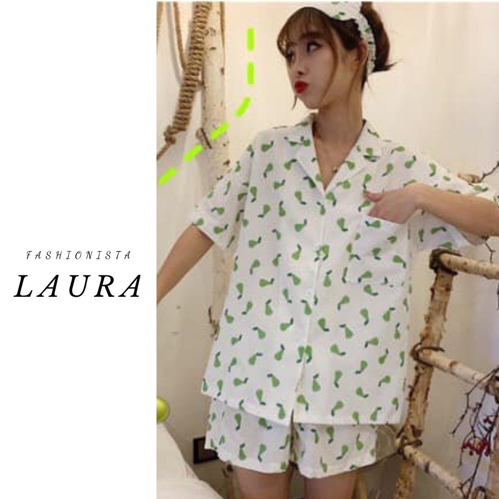 Bộ ngủ nữ hình hoa quả Laura Boutique - Đồ mặc nhà xinh xắn hình hoa quả đáng yêu | BigBuy360 - bigbuy360.vn