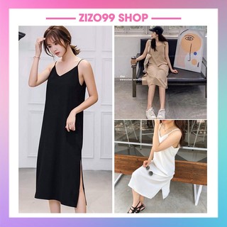 Váy 2 dây basic chất đũi lụa trơn nhẹ nhàng tinh tế