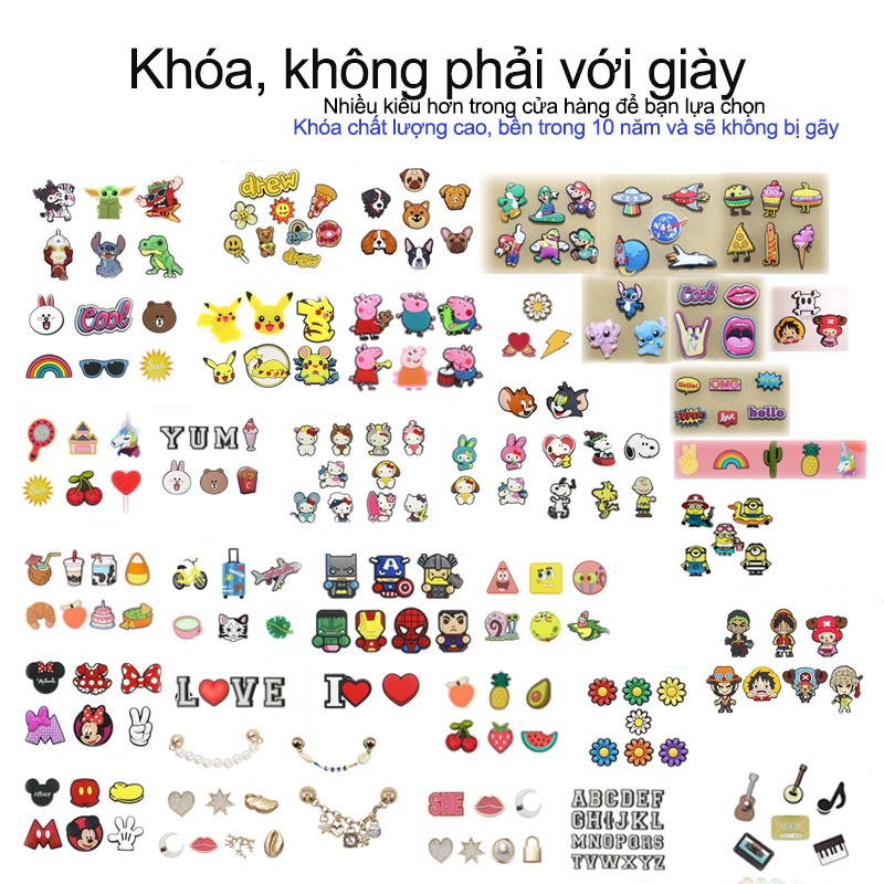 Dép xăng đan, Sticker, Charm 2D và 3D Gắn Dép Crocs, Cross, Dép Sục, Cá Sấu - Thương Hiệu TN Medical