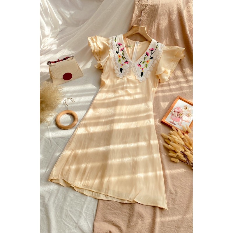 ĐẦM SUÔNG NUDE  PHI  PHỐI CỔ TRẮNG xd