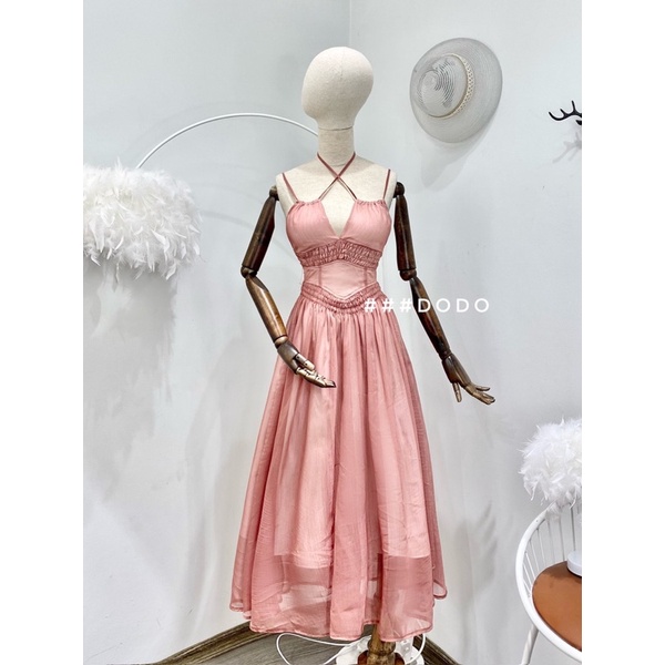 Váy maxi 2s tơ xước nhún eo hở lưng mặc được nhiều kiểu