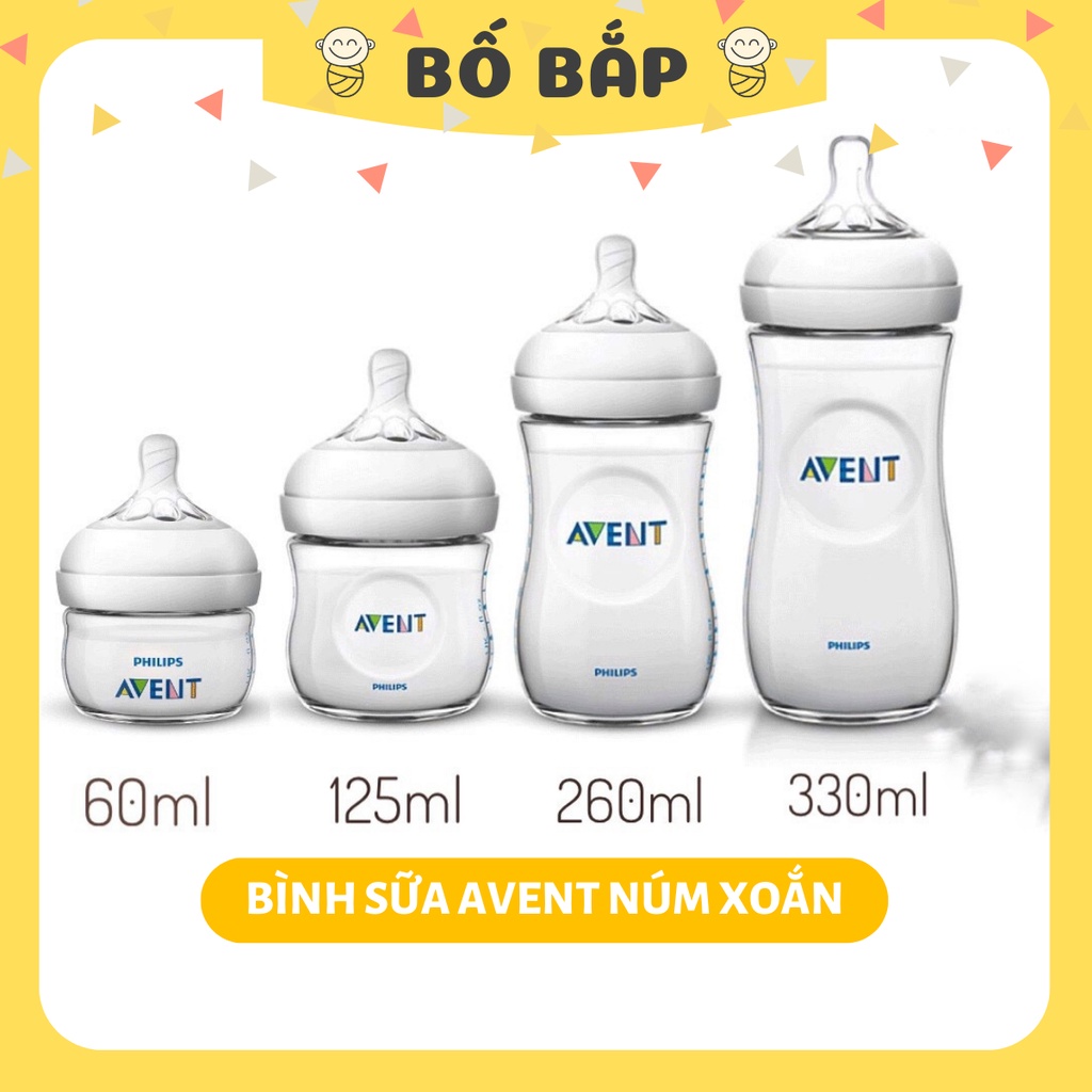 Bình sữa Avent Natural ĐỦ SIZE Chống Đầy Hơi Tách Set Chính Hãng 60ml