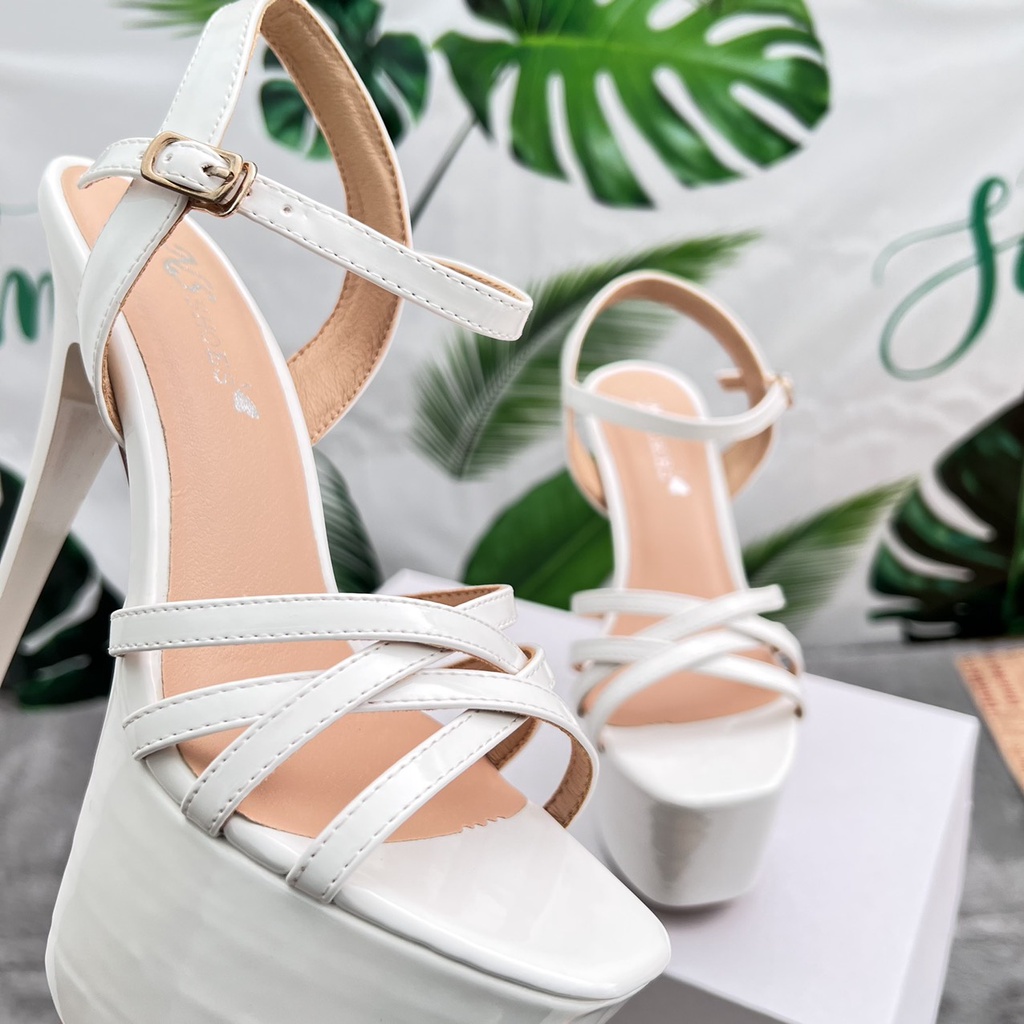 Giày cao gót đế đúp catwalk quai ngang 4 dây thời trang sàn diễn, sự kiện, tiệc tùng 16cm - NS2202