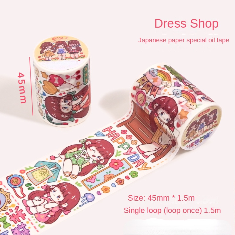 Cuộn Băng Keo Giấy Washi Họa Tiết Hoạt Hình Sáng Tạo Trang Trí Thủ Công