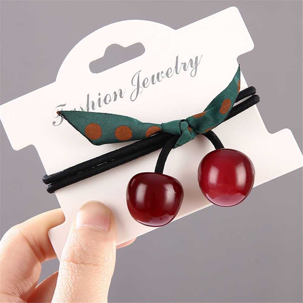 Dây Buộc Tóc Co Giãn Nhiều Màu Sắc Họa Tiết Quả Cherry Dễ Thương Phong Cách Hàn Quốc Cho Nữ