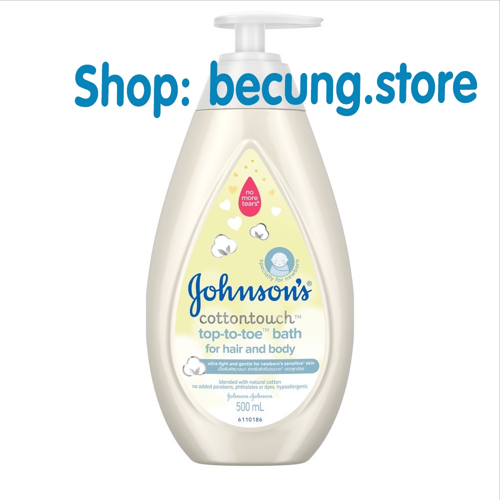 Sữa tắm gội toàn thân mềm mịn Johnson' baby bath Cotton touch 500ml cho da nhạy cảm (date 03/2025).