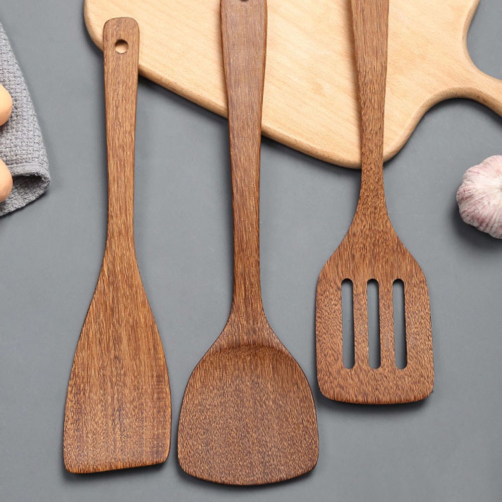 Muỗng Múc Canh / Nấu Ăn Cán Dài Bằng Gỗ Chống Dính Tiện Dụng Cho Nhà Bếp