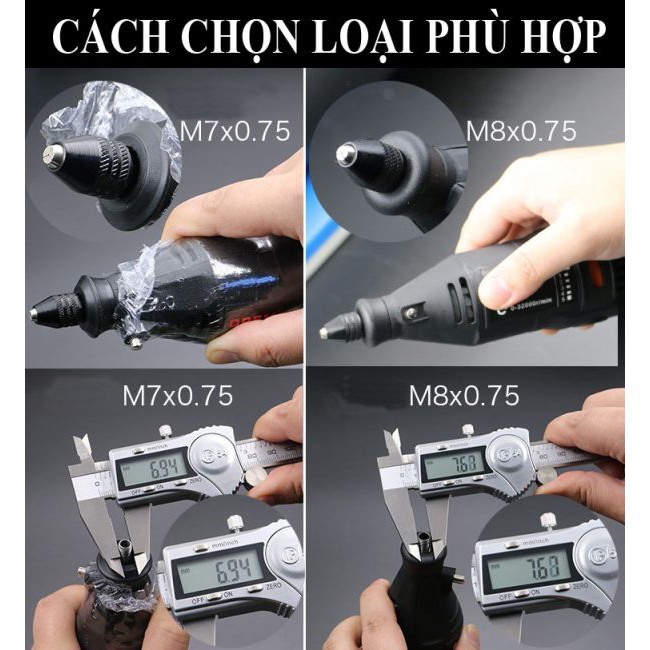 Đầu kẹp mũi khoan, khắc linh hoạt M7/M8 (mâm cặp)