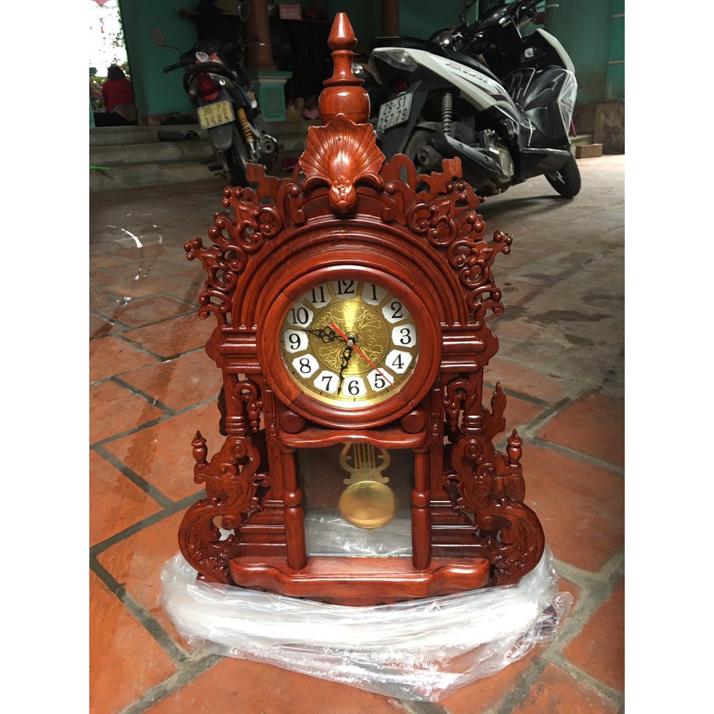 Cây đồng hồ để bàn gỗ hương tuyệt đẹp