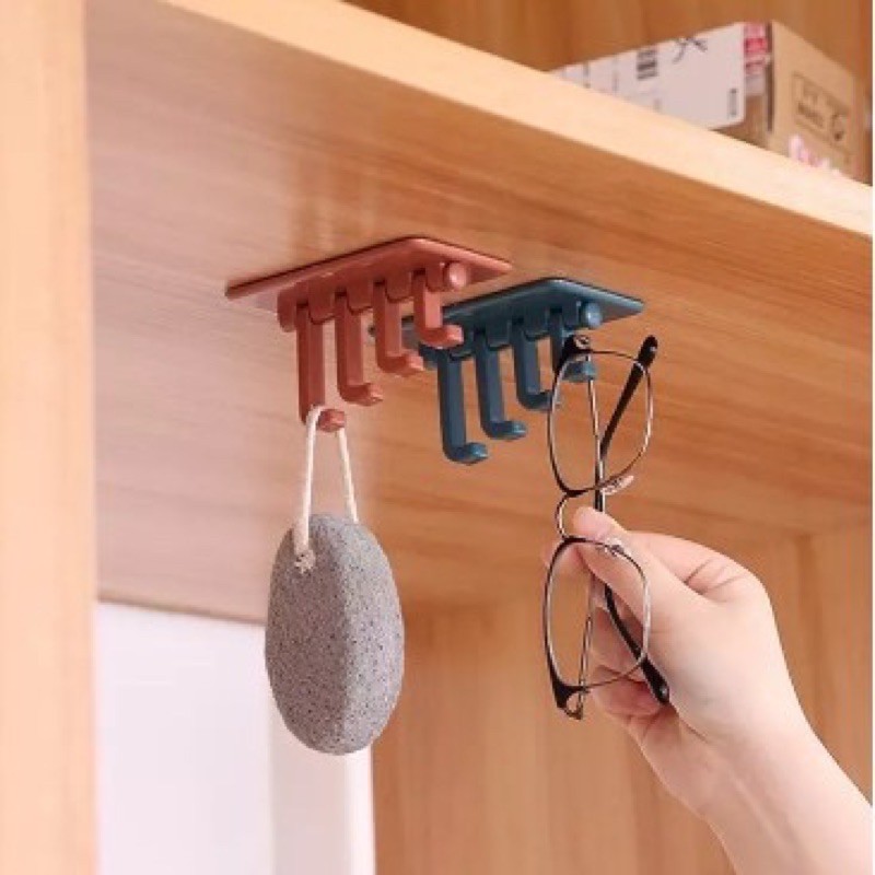 Móc Treo Đồ Dán Tường Dáng Rễ Cây 4 Nhánh, 4 Màu Chịu Lực Cao