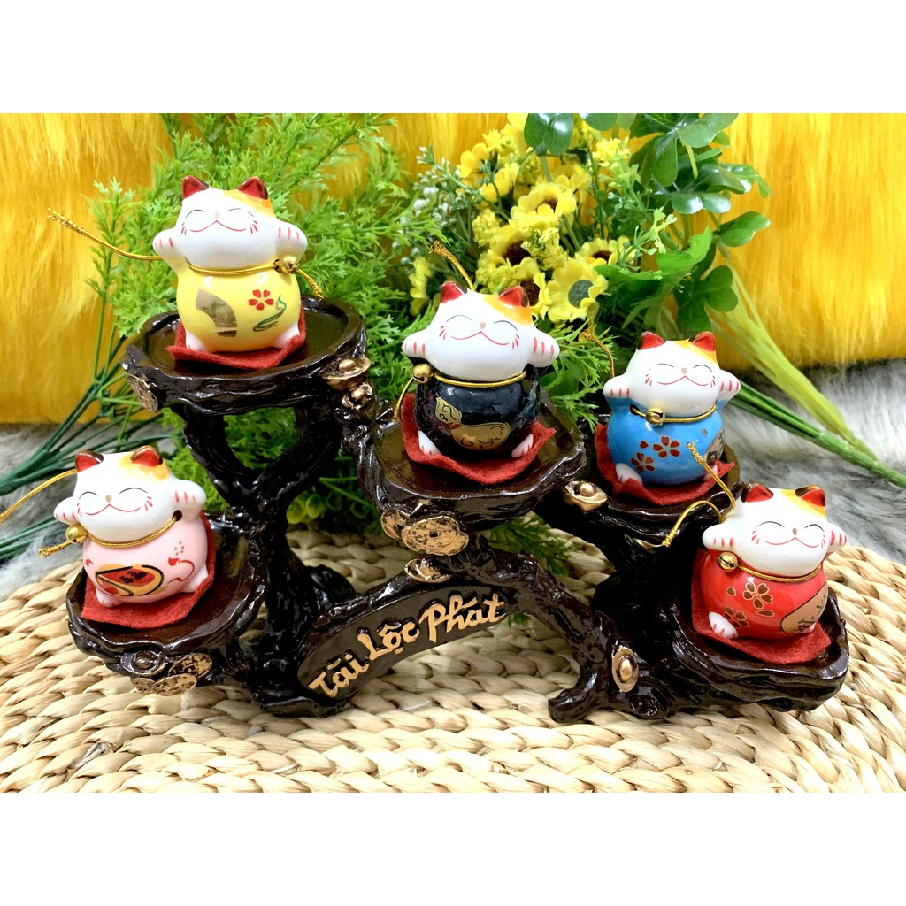 Tượng Mèo Sứ Thần Tài Maneki Neko và đế Tài Lộc Phát ( Việt Nhật )