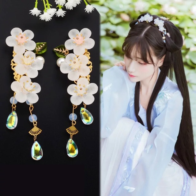 Kẹp tóc cổ trang dải tóc kẹp 2 bên miêu cương
