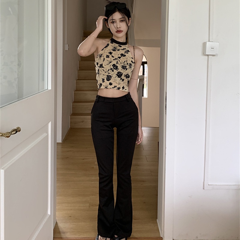 Áo Croptop Sát Nách Hoạ Tiết Hoa Hồng Cho Phái Nữ