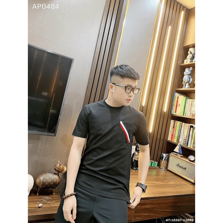 Áo Thun Nam Cổ Tròn Phối Sọc Đỏ Chất Cotton Mịn Mát Mặc Đẹp Chuản Size Hot Trend NEW UNISEX