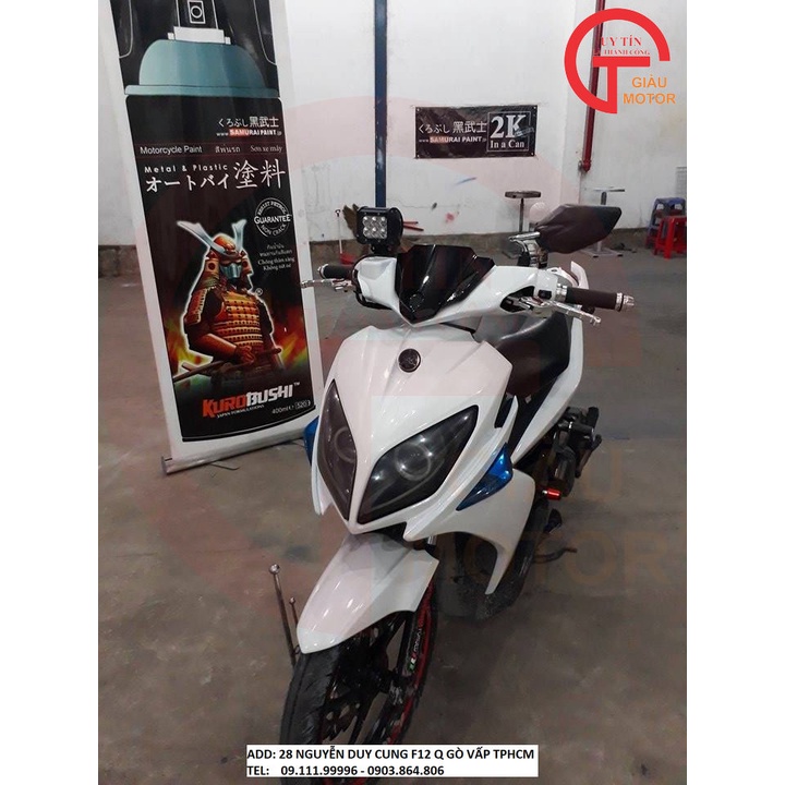 102 _ Chai sơn xịt sơn xe máy Samurai 102 màu trắng shop uy tín, giao nhanh