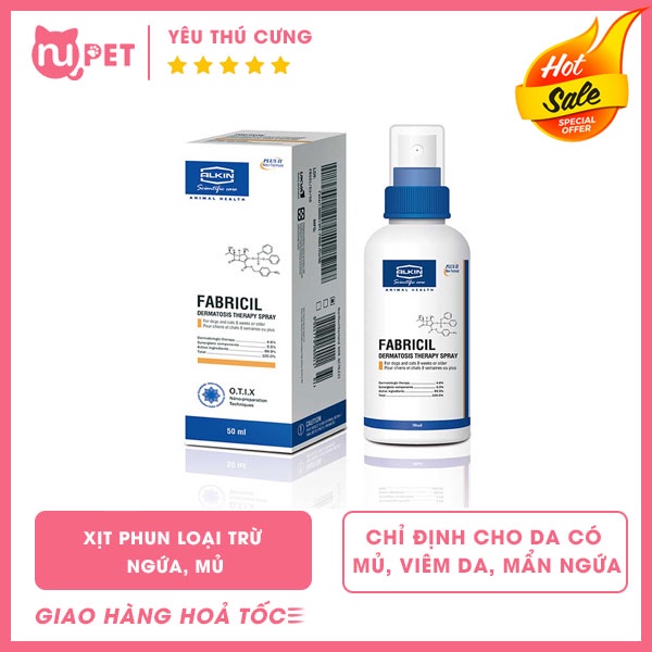 Xịt nấm ngứa cho chó mèo Fabricil hộp 50ml