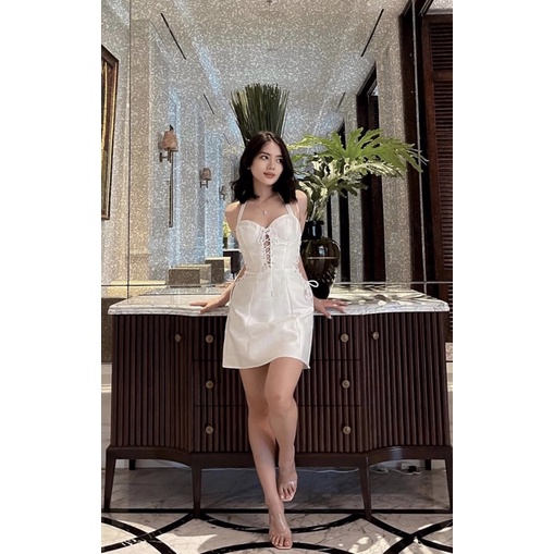 LESOVUR | LESAR DRESS | Đầm phi trắng đan dây