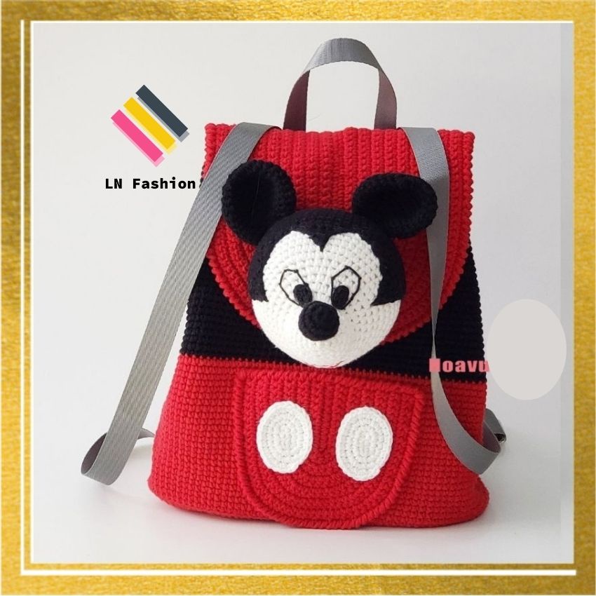 Thời trang cho bé , balo móc len thủ công cao cấp hình Micky - minnie - LN_Fashion