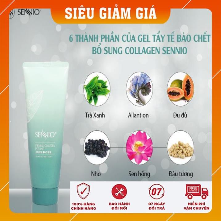 [FreeShip - XẢ KHO CẮT LỖ] Kem tẩy da chết mặt, môi,ngừa mụn và trắng da/Gel tẩy tế bào chết bổ sung collagen sennio