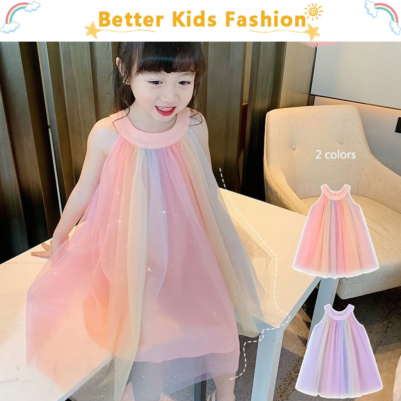 Đầm Công Chúa Hai Dây Bằng Vải Cotton Dệt Kim Thời Trang Mùa Hè Dành Cho Bé Gái