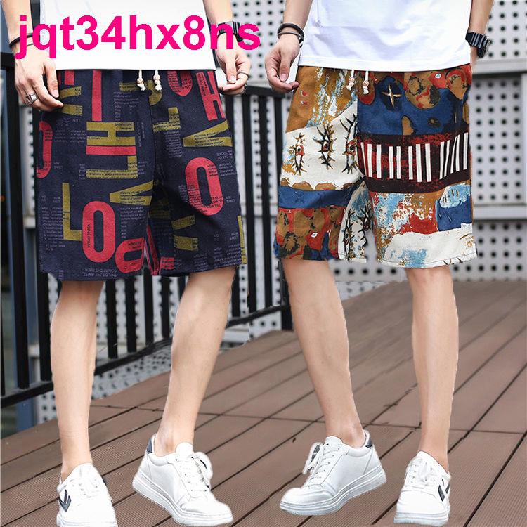 Tiệm quần ngắn Thổ NamPure cotton shorts paragraph 5 minutes of pants men s summer trousers printed beach big