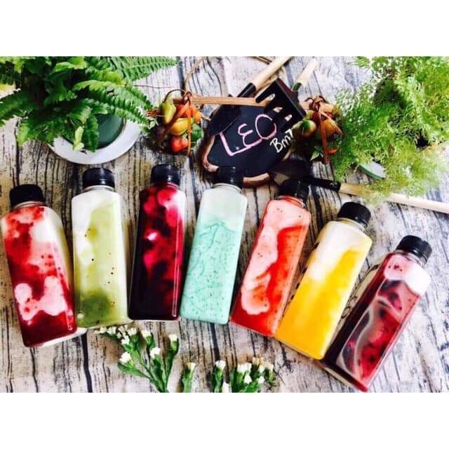 Chai Nhựa Vuông Nắp Đen Đựng Sữa Chua Uống, Trà Sữa...