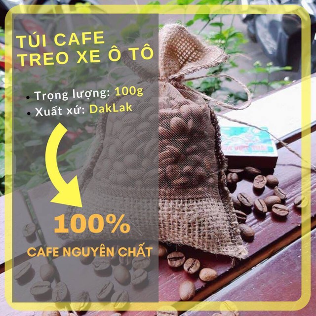 Túi thơm cafe nguyên hạt treo xe, phòng khách, tủ quần áo thơm lâu phukienxehoiTH