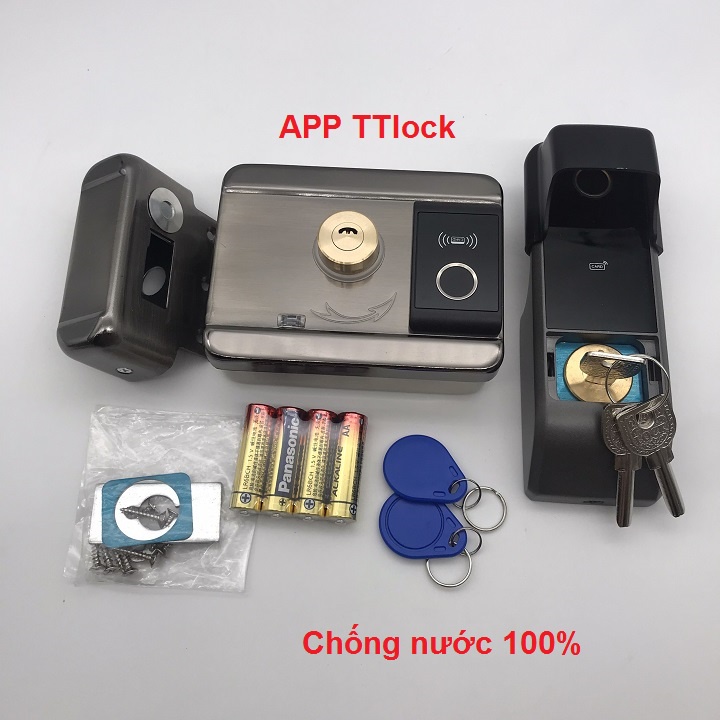 Khóa cổng sắt VÂN TAY 2 MẶT DÙNG APP TUYA/TTLOCK, mở bằng:từ xa bằng điện thoại, vân tay, mã số, thẻ từ, chìa cơ