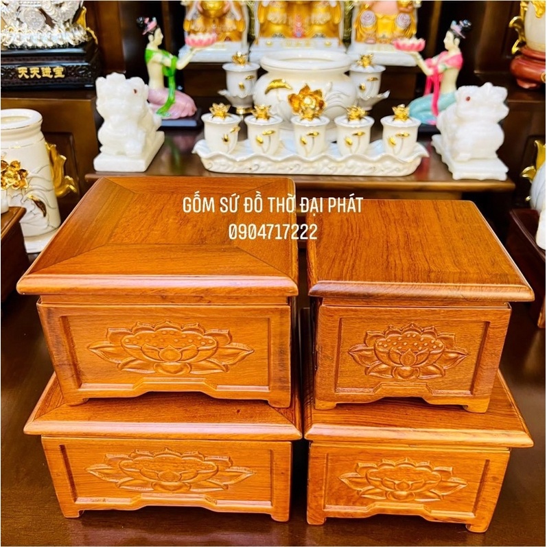 Chân đế gỗ hương khắc sen siêu VIP, Đôn kê tượng cao cấp đủ kích thước