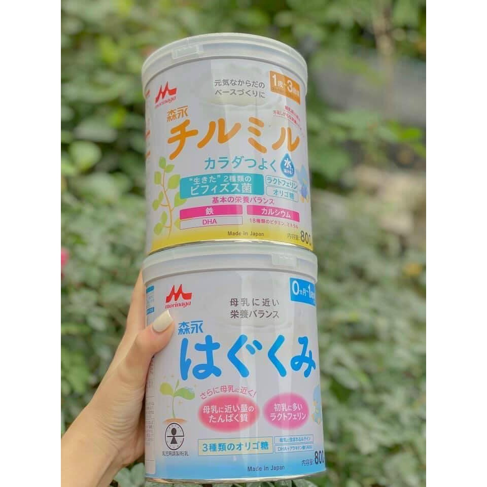 Sữa Morinaga nội địa Nhật Bản 0-1 [Mẫu mới nhất] 800g và sữa Morinaga Nhật Bản 1-3 820g