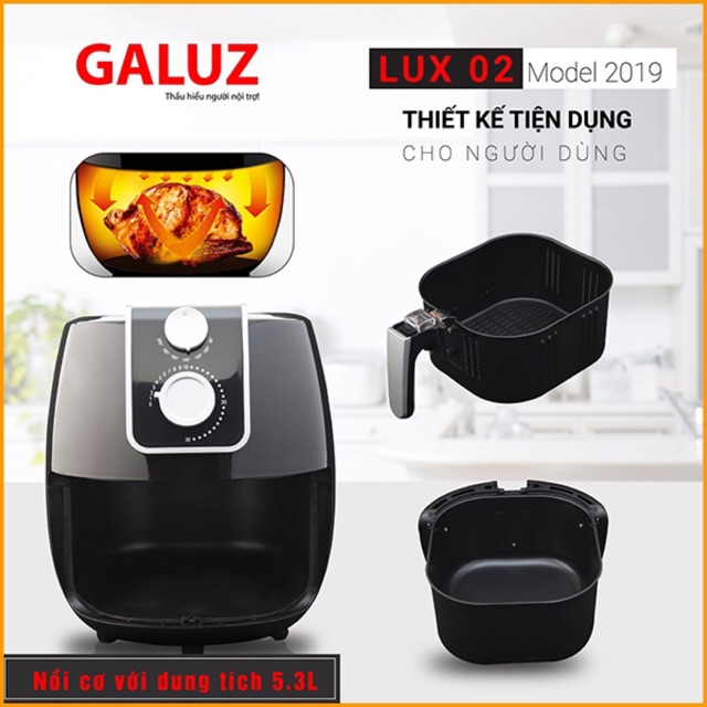 (Tặng giấy nến ) nồi chiên không dầu galuz lux 2