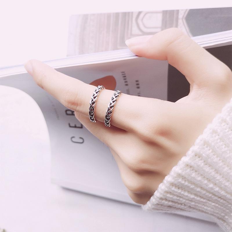 Nhẫn xoắn bạc S925 có thể điều chỉnh cổ điển cho bé gái Giáng sinh