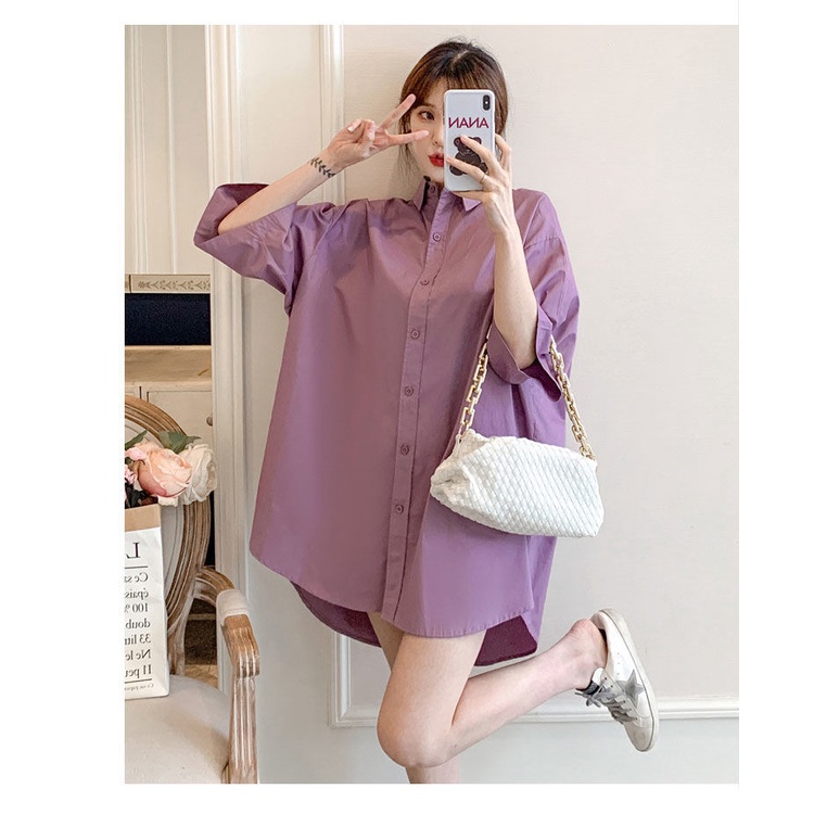 Summer vintage butterfly print large version short-sleeved thin shirt